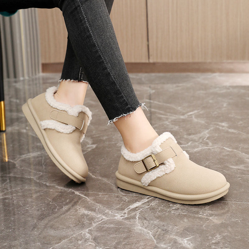 Damen Hausschuhe mit warmem Fleece-Futter und verstellbarem Riemen