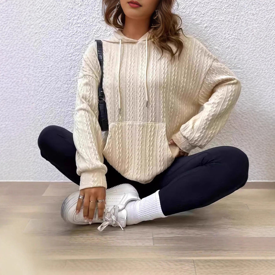 Damen Hoodie mit strukturiertem Strickdesign und bequemer Passform