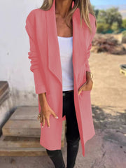 Damen lässiger Oversized-Mantel mit Eingrifftaschen und offenem Kragen