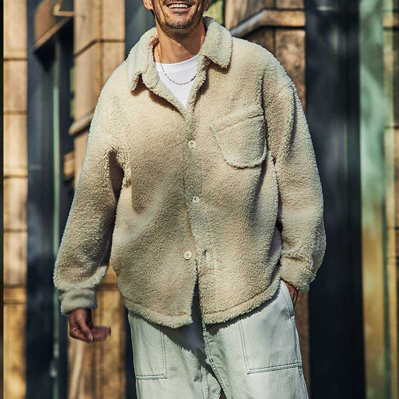 Herren kuschelige Fleecejacke mit praktischem Taschen-Design Aliams