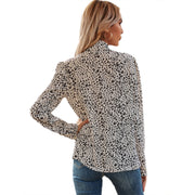 Damen elegante Bluse mit Rüschendetails und edlem Leopardenmuster