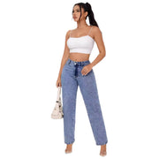 Damen High-Waisted Jeans mit weitem Bein