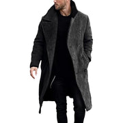 Herren eleganter Wollmantel mit klassischem Revers und doppelter Knopfleiste Aliams