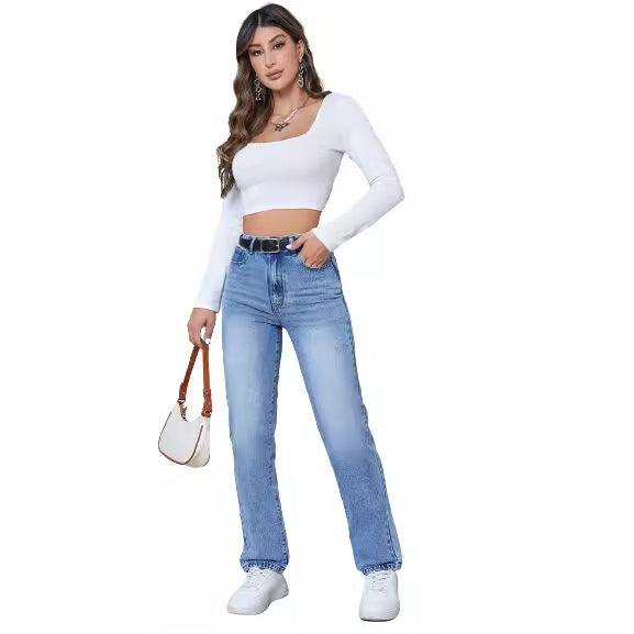 Damen High-Waist Jeans im modernen Straight-Leg Schnitt