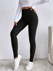 Damen Hochtaillierte Rippstrickleggings