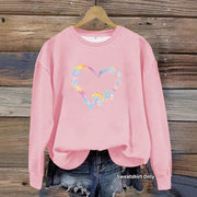 Damen Sweatshirt mit floralem Herzdesign und bequemer Passform