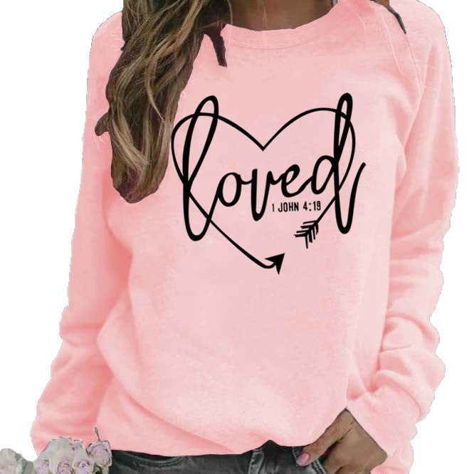 Damen Sweatshirt mit herzförmigem Aufdruck und inspirierender Botschaft