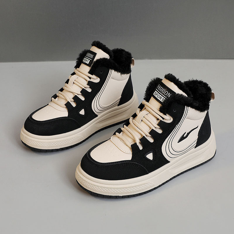 Damen modische High-Top Sneakers mit kuscheligem Fleecefutter und rutschfester Sohle