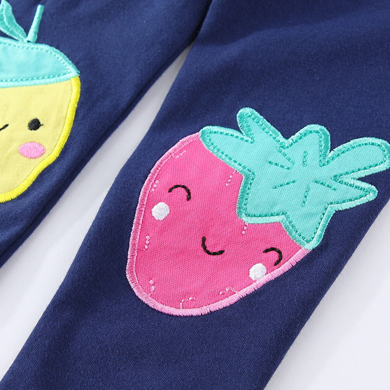 Mädchen Leggings mit fröhlichen Obst-Applikationen Drune