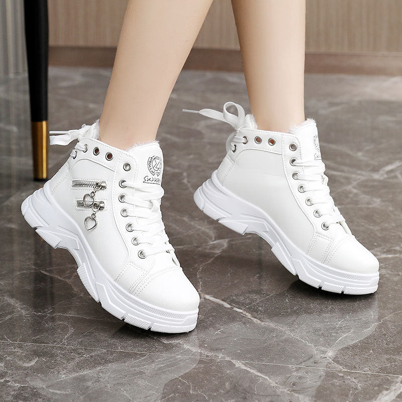 Damen modische High-Top Sneakers mit komfortablem Fleece-Futter und praktischem Reißverschluss