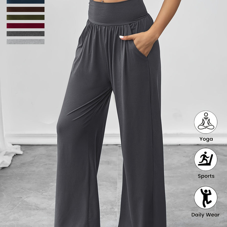 Damen gemütliche Freizeithose mit elastischem Bund und Seitentaschen