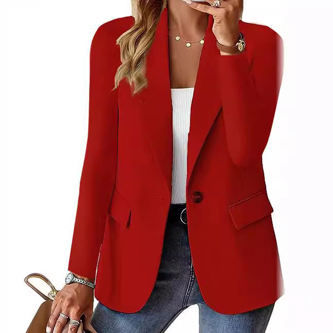 Damen Eleganter Casual Blazer mit modernen Taschen und dezentem Knopf Heidi-Mode