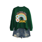 Damen Sweatshirt mit buntem Farbverlauf und floralem Grafikdesign