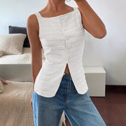 Jacqueline | Damen Ärmelloses Freizeit Top Mit Schlitzsaum