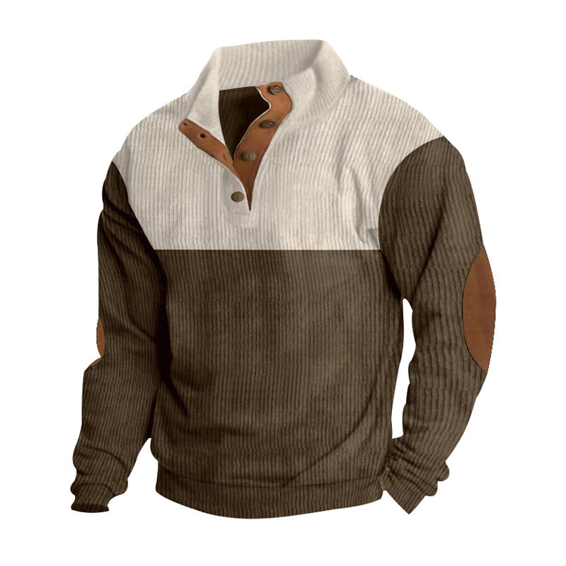 Herren modischer Stehkragen-Pullover mit eleganten Knöpfen Aliams