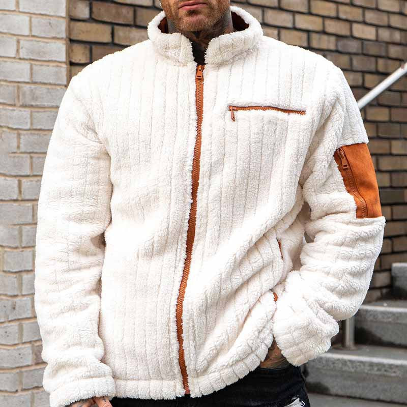 Herren Kuschelige Fleecejacke mit Kontrastelementen Aliams