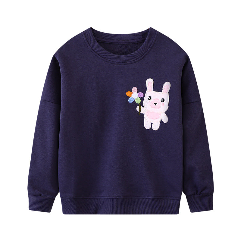 Mädchen Sweatshirt mit buntem Hasenmotiv Drune
