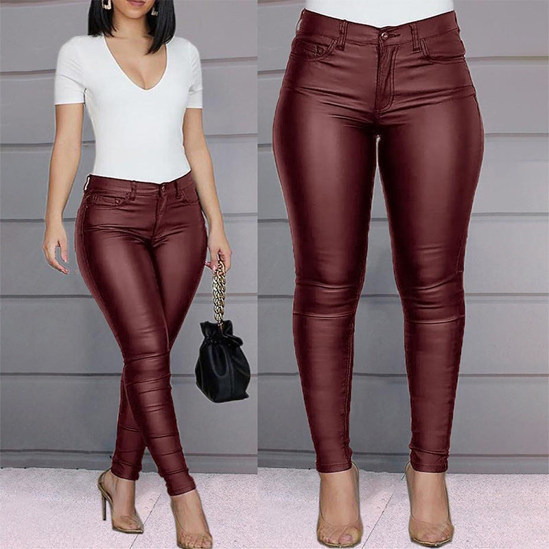Damen figurbetonte High-Waist Hose