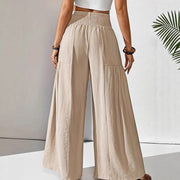 Damen weite Sommerhose mit elastischem Bund und seitlichen Eingrifftaschen