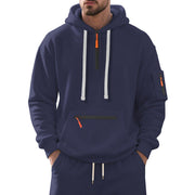 Herren nan technischer Freizeit-Hoodie mit kurzem mittigem Reißverschluss, Reißverschluss-Kängurutasche und Ärmeltasche Drune
