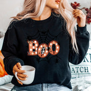 Damen Sweatshirt mit kreativem Halloween-Spinnennetzdesign