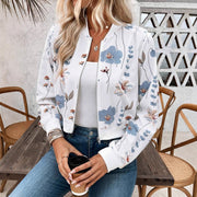 Damen Bomberjacke mit floralen Mustern und elastischem Abschluss