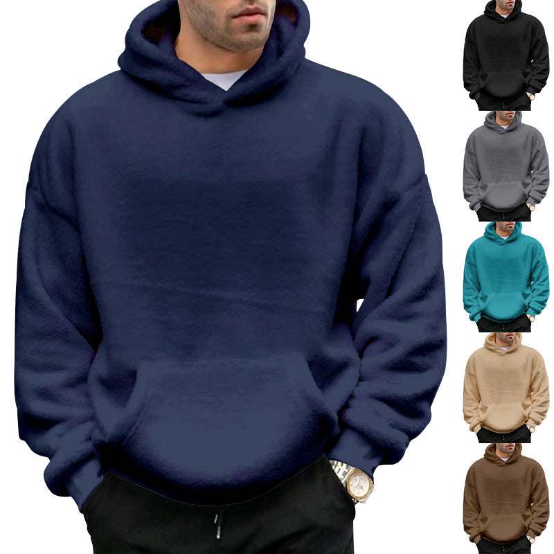 Unisex nan kuscheliger Teddy-Fleece Hoodie mit überlanger Passform und Kängurutasche Drune
