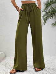 Damen Weite Sommerhose mit elastischem Bund und praktischen Seitentaschen