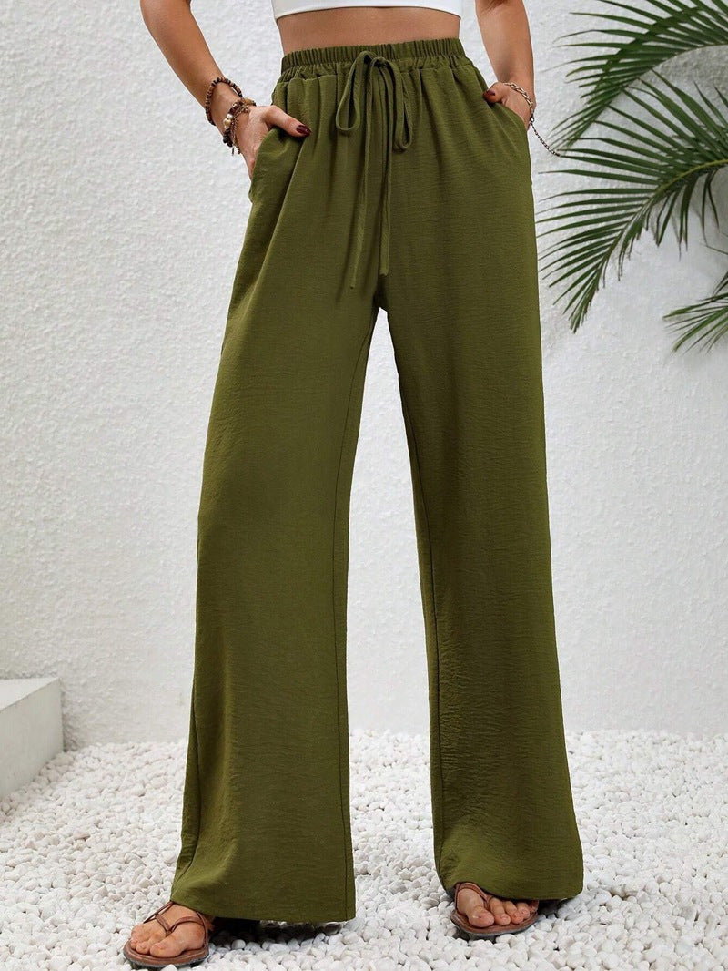 Damen Weite Sommerhose mit elastischem Bund und praktischen Seitentaschen