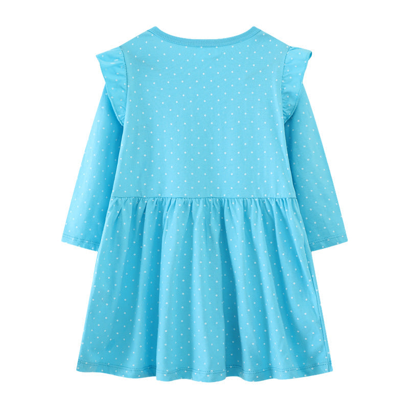 Mädchen Langarmkleid mit fröhlichem Meerschweinchen-Motiv Drune