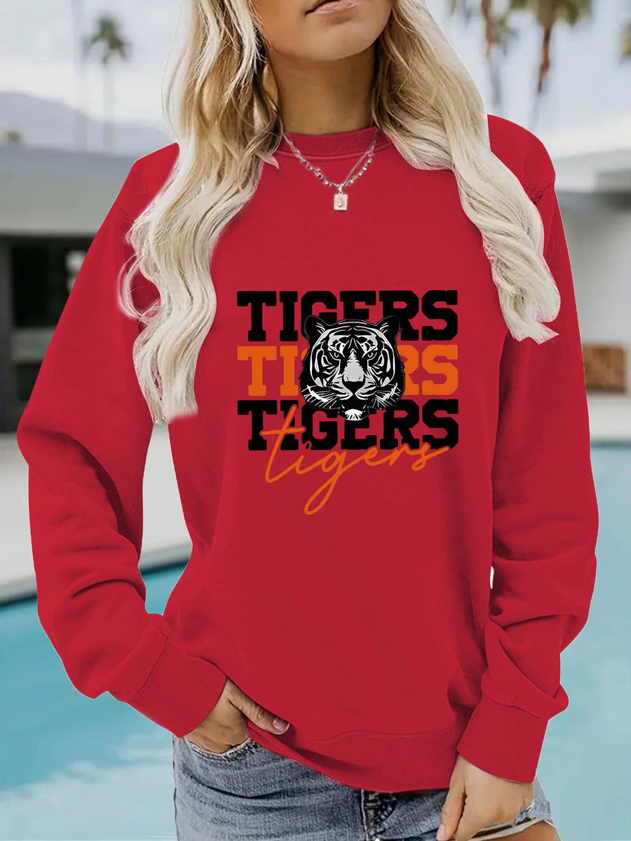 Damen Sweatshirt mit animalistischem Tiger-Design und lässigem Schnitt