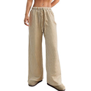 Damen lässige hohe Bundhose mit gestreiftem Design