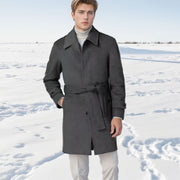 Herren eleganter Trenchcoat mit taillierbarem Gürtel und hochwertigem Innenfutter Aliams