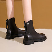 Damen Elegante und bequeme Stiefeletten aus hochwertigem Kunstleder mit seitlichem Reißverschluss