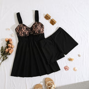 Damen Badekleid mit dekorativer Spitze und schmeichelndem Schnitt Heidi-Mode