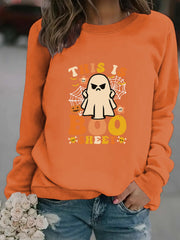 Damen Sweatshirt mit herbstlichem Geist-Print und lässigem Schnitt