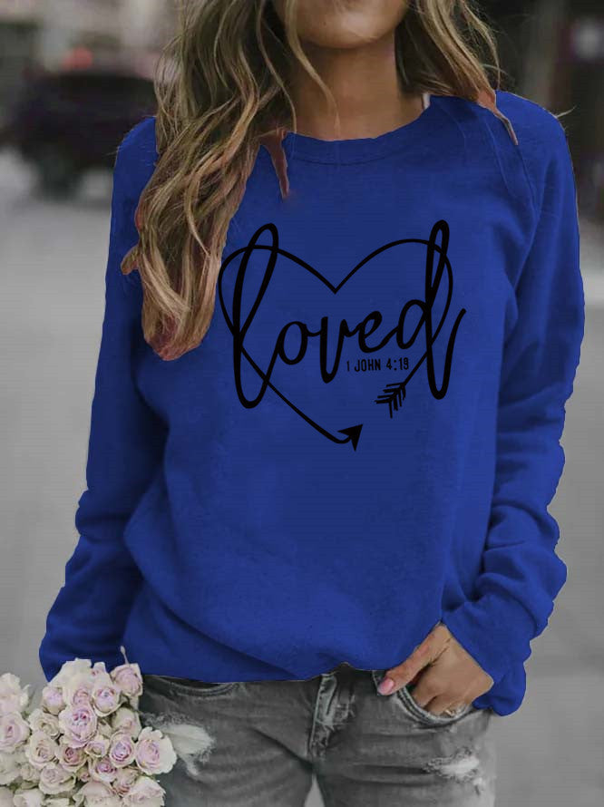 Damen Sweatshirt mit herzförmigem Aufdruck und inspirierender Botschaft
