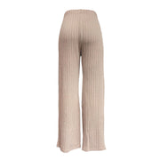 Damen weite Rippstrick-Hose mit hohem Bund und seitlichen Eingrifftaschen