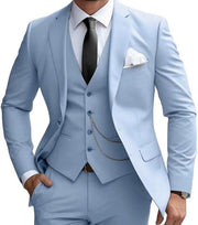 Herren dreiteiliger Anzug mit Revers Weste und flacher Hose