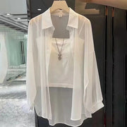 Femme Transparente Knopf-down Geschichtete Tunika Heidi-Mode