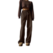 Damen kuschelige Freizeithose mit hohem Bund und seitlichen Taschen