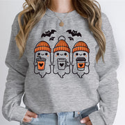 Damen Sweatshirt mit fröhlichem Gespenster-Design und gemütlicher Passform