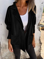 Damen modische Oversized-Blazerjacke mit praktischen Taschen