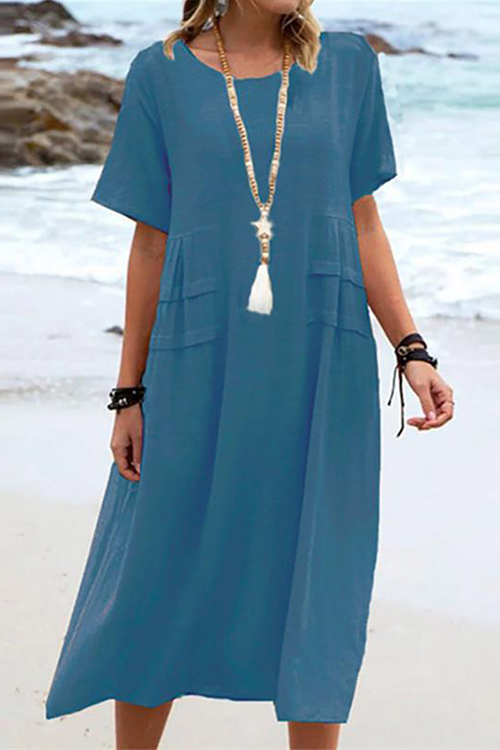 Clara - beiges freizeitkleid mit taschen