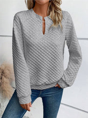 Damen Sweatshirt mit strukturiertem Steppdesign und modischem Ausschnitt