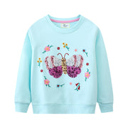 Mädchen Sweatshirt mit buntem Schmetterlingsmotiv Drune