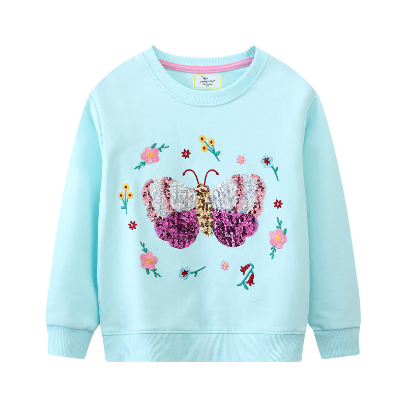 Mädchen Sweatshirt mit buntem Schmetterlingsmotiv Drune