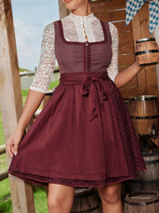 Damen Dirndlkleid mit floralen Details und Spitzenärmel Heidi-Mode