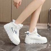 Damen High-Top Sneakers mit kuscheligem Fleece-Innenfutter und trendiger Plateausohle