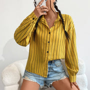 Damen gestreifte Hemdbluse mit leichtem Stoff und bequemen Schnitt